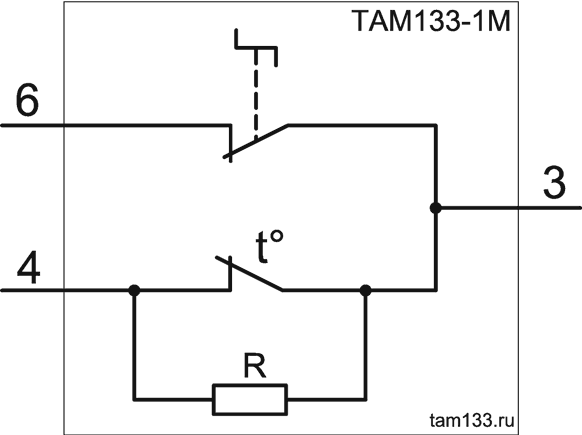 Принципиальная схема терморегулятора ТАМ133-1М-50